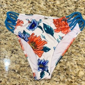 EUC teal and floral bikini bottoms